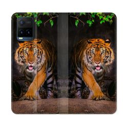 Housse cuir portefeuille Pour Vivo Y21 / Y21S / Y33S Animal Tigre Jungle