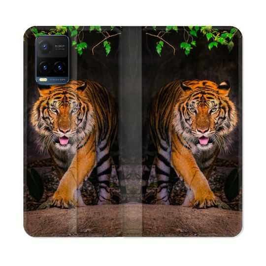 Housse cuir portefeuille Pour Vivo Y21 / Y21S / Y33S Animal Tigre Jungle