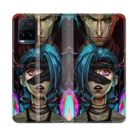 Housse cuir portefeuille Pour Vivo Y21 / Y21S / Y33S Arcane Jynx Bleu