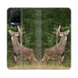 Housse cuir portefeuille Pour Vivo Y21 / Y21S / Y33S Chasse Cerf