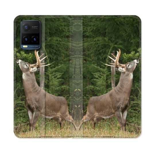 Housse cuir portefeuille Pour Vivo Y21 / Y21S / Y33S Chasse Cerf