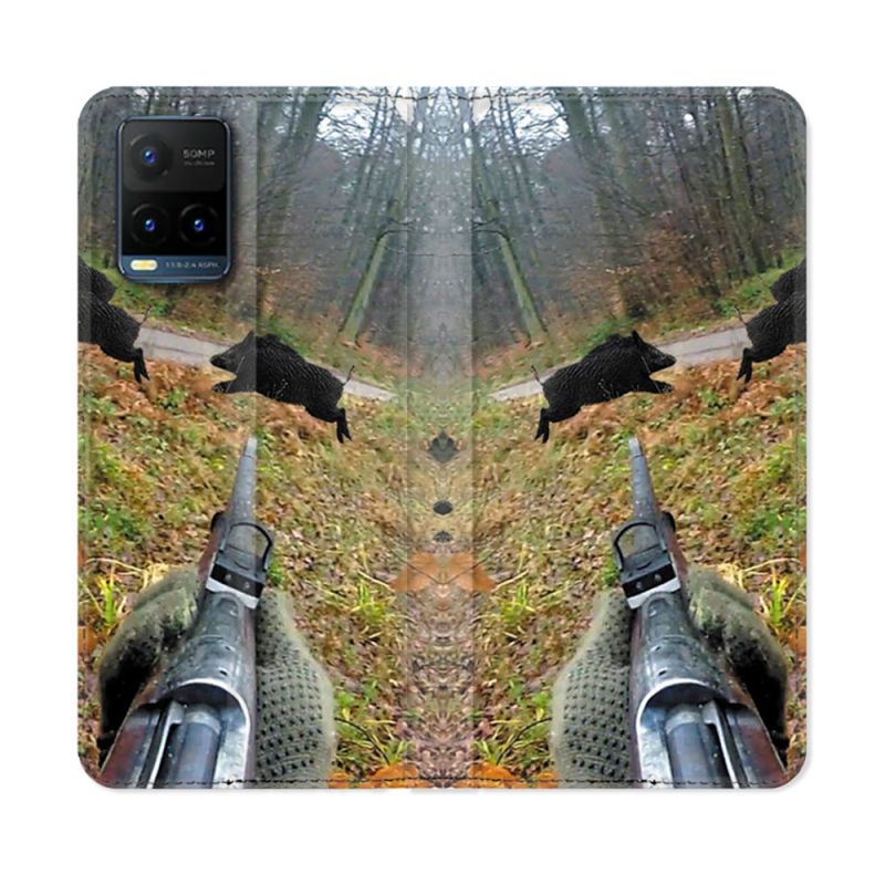 Housse cuir portefeuille Pour Vivo Y21 / Y21S / Y33S Chasse Vision Tir
