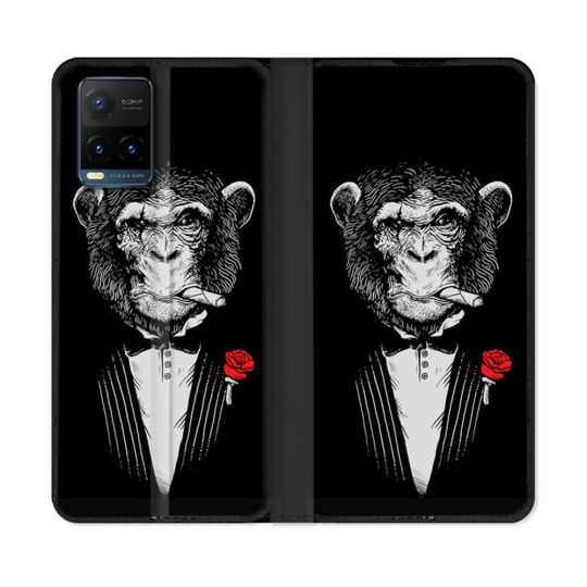 Housse cuir portefeuille Pour Vivo Y21 / Y21S / Y33S Decale Singe Mafia