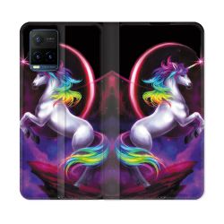 Housse cuir portefeuille Pour Vivo Y21 / Y21S / Y33S Fantastique Licorne Arc en ciel