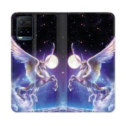 Housse cuir portefeuille Pour Vivo Y21 / Y21S / Y33S Fantastique Licorne Céleste
