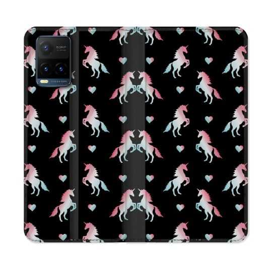 Housse cuir portefeuille Pour Vivo Y21 / Y21S / Y33S Fantastique Licorne Pattern