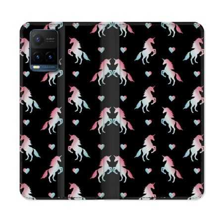 Housse cuir portefeuille Pour Vivo Y21 / Y21S / Y33S Fantastique Licorne Pattern