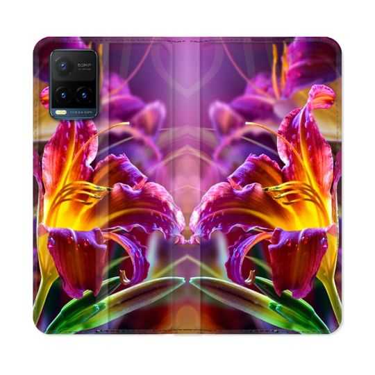 Housse cuir portefeuille Pour Vivo Y21 / Y21S / Y33S Fleur Lys Color