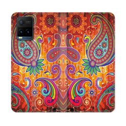 Housse cuir portefeuille Pour Vivo Y21 / Y21S / Y33S Fleur Psychedelic