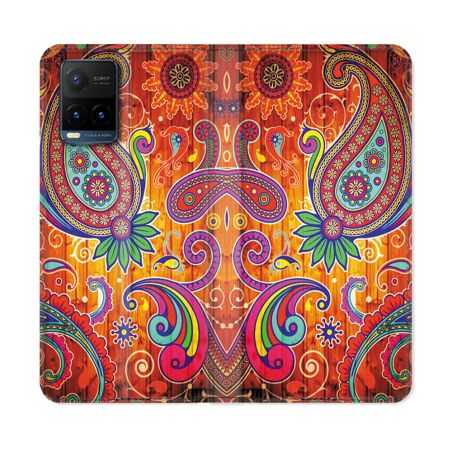 Housse cuir portefeuille Pour Vivo Y21 / Y21S / Y33S Fleur Psychedelic