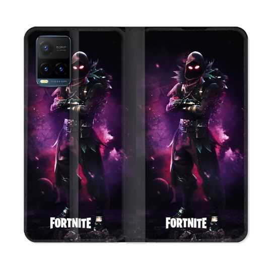 Housse cuir portefeuille Pour Vivo Y21 / Y21S / Y33S Fortnite Raven