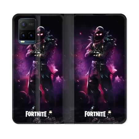 Housse cuir portefeuille Pour Vivo Y21 / Y21S / Y33S Fortnite Raven