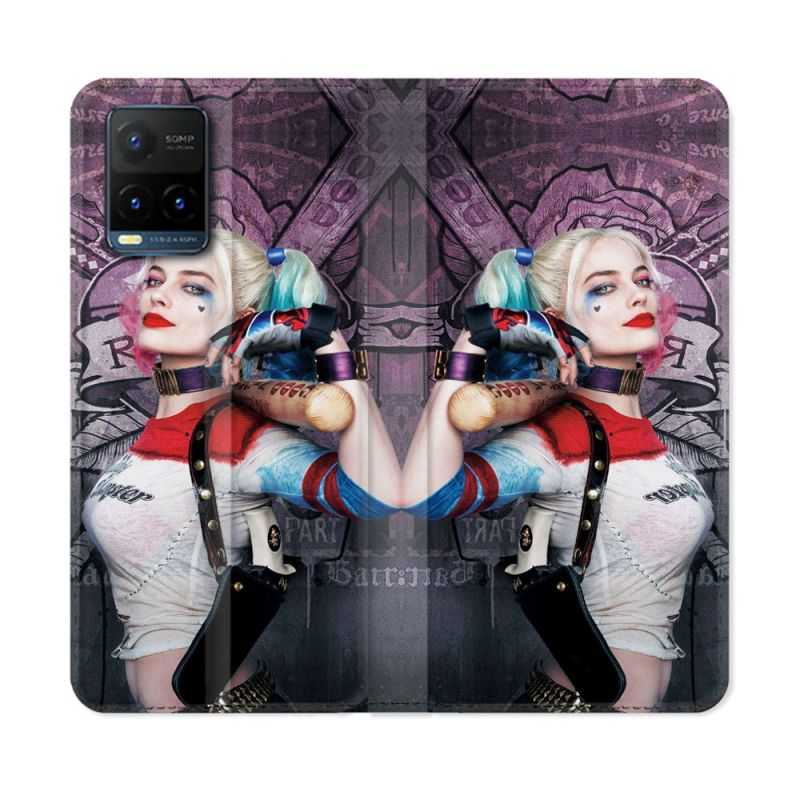 Housse cuir portefeuille Pour Vivo Y21 / Y21S / Y33S Harley Quinn Batte