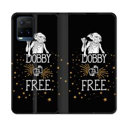 Housse cuir portefeuille Pour Vivo Y21 / Y21S / Y33S Harry Potter Dobby Free Noir