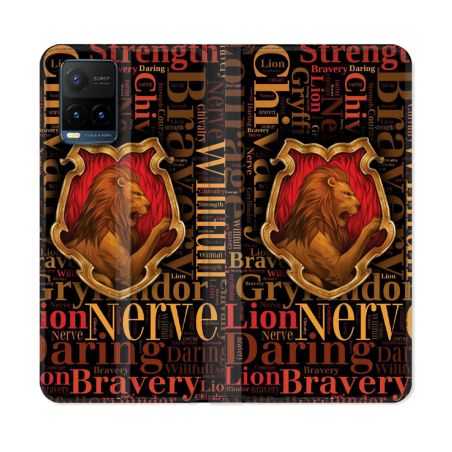Housse cuir portefeuille Pour Vivo Y21 / Y21S / Y33S Harry Potter Griffondor