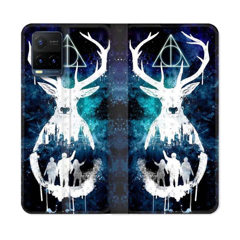 Housse cuir portefeuille Pour Vivo Y21 / Y21S / Y33S Harry Potter Patronome