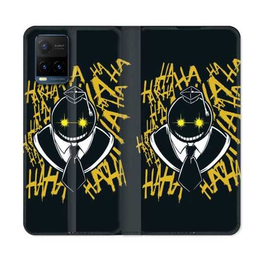 Housse cuir portefeuille Pour Vivo Y21 / Y21S / Y33S Manga Assassination Classroom Kuro Noir