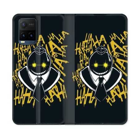 Housse cuir portefeuille Pour Vivo Y21 / Y21S / Y33S Manga Assassination Classroom Kuro Noir