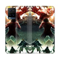 Housse cuir portefeuille Pour Vivo Y21 / Y21S / Y33S Manga Attaque Titans Combat