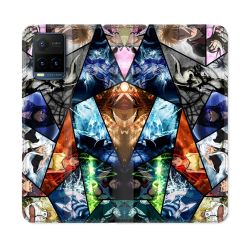 Housse cuir portefeuille Pour Vivo Y21 / Y21S / Y33S Manga Bleach Pele Mele