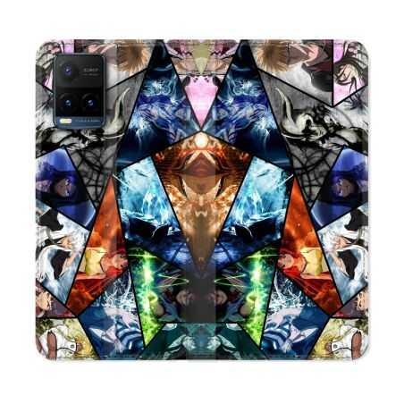 Housse cuir portefeuille Pour Vivo Y21 / Y21S / Y33S Manga Bleach Pele Mele