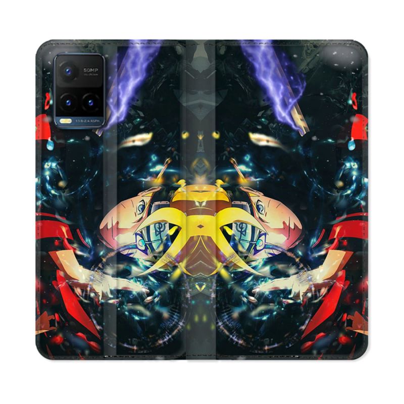 Housse cuir portefeuille Pour Vivo Y21 / Y21S / Y33S Manga Boruto Eclair