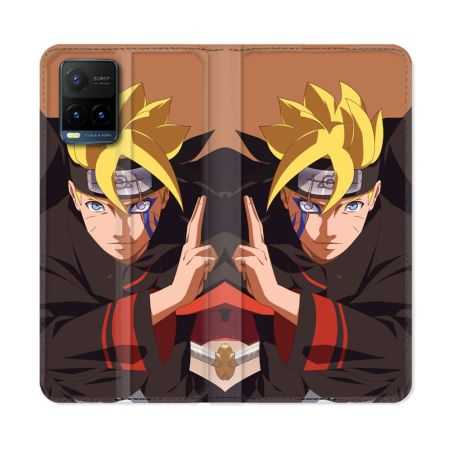 Housse cuir portefeuille Pour Vivo Y21 / Y21S / Y33S Manga Boruto Signe