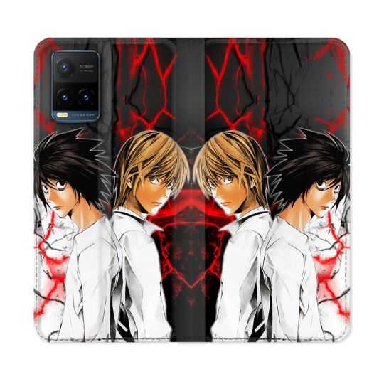 Housse cuir portefeuille Pour Vivo Y21 / Y21S / Y33S Manga Death Note Duo