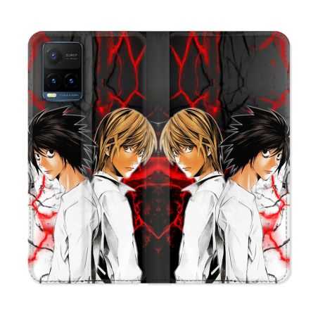 Housse cuir portefeuille Pour Vivo Y21 / Y21S / Y33S Manga Death Note Duo