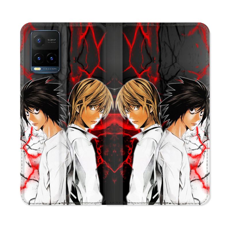 Housse cuir portefeuille Pour Vivo Y21 / Y21S / Y33S Manga Death Note Duo