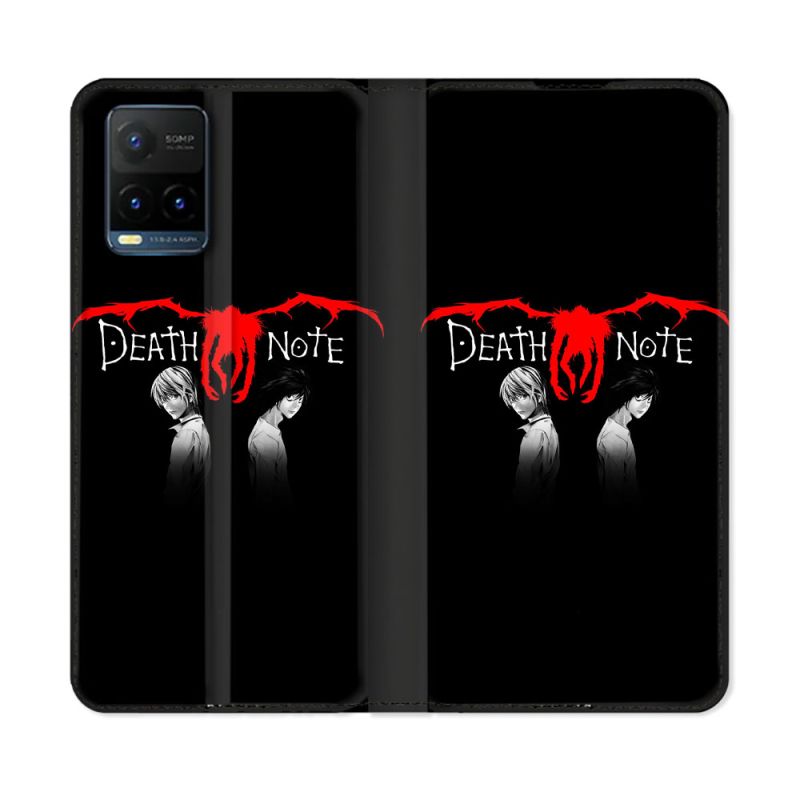 Housse cuir portefeuille Pour Vivo Y21 / Y21S / Y33S Manga Death Note Noir