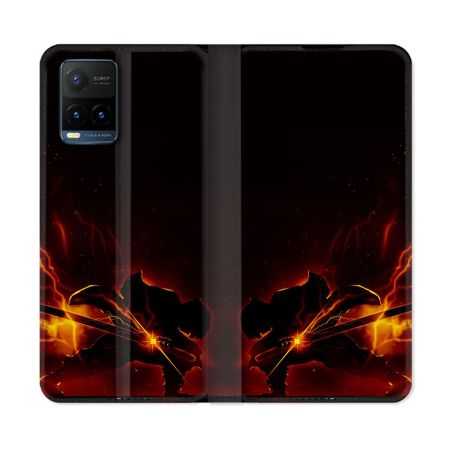 Housse cuir portefeuille Pour Vivo Y21 / Y21S / Y33S Manga Demon Slayer Electric