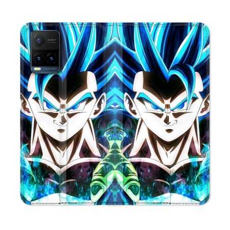 Housse cuir portefeuille Pour Vivo Y21 / Y21S / Y33S Manga Dragon Ball Gogeta Visage