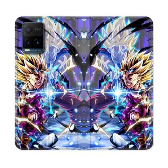 Housse cuir portefeuille Pour Vivo Y21 / Y21S / Y33S Manga Dragon Ball Sangohan Duo