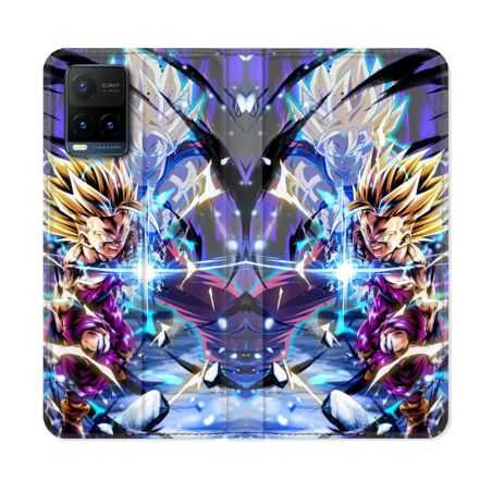 Housse cuir portefeuille Pour Vivo Y21 / Y21S / Y33S Manga Dragon Ball Sangohan Duo