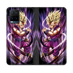 Housse cuir portefeuille Pour Vivo Y21 / Y21S / Y33S Manga Dragon Ball Sangohan Violet