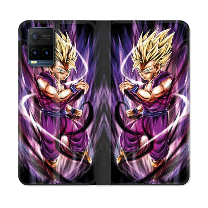Housse cuir portefeuille Pour Vivo Y21 / Y21S / Y33S Manga Dragon Ball Sangohan Violet