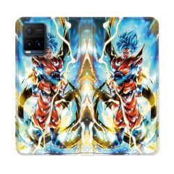 Housse cuir portefeuille Pour Vivo Y21 / Y21S / Y33S Manga Dragon Ball Sangoku Blanc