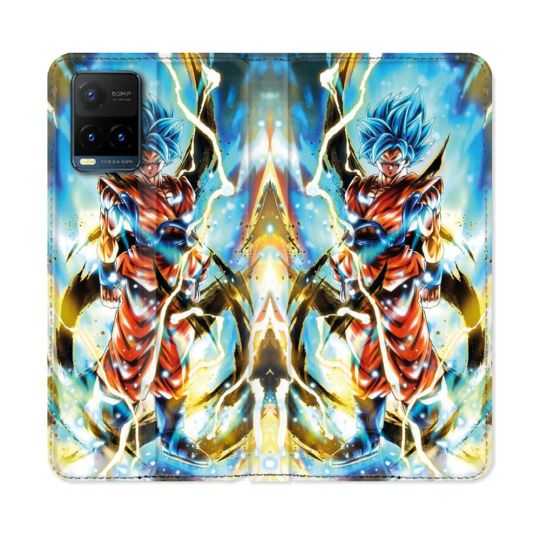 Housse cuir portefeuille Pour Vivo Y21 / Y21S / Y33S Manga Dragon Ball Sangoku Blanc