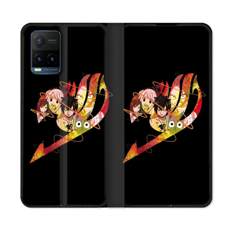 Housse cuir portefeuille Pour Vivo Y21 / Y21S / Y33S Manga Fairy Tail Logo Noir