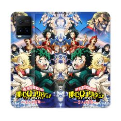 Housse cuir portefeuille Pour Vivo Y21 / Y21S / Y33S Manga My Hero Academia Affiche