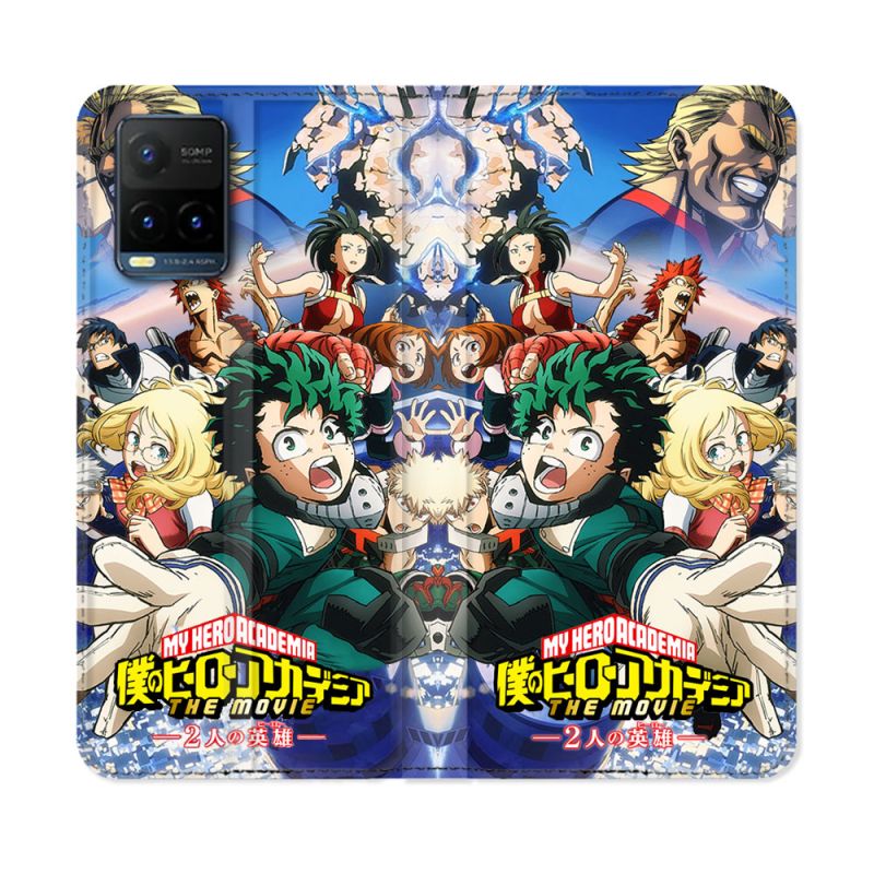Housse cuir portefeuille Pour Vivo Y21 / Y21S / Y33S Manga My Hero Academia Affiche