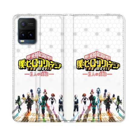 Housse cuir portefeuille Pour Vivo Y21 / Y21S / Y33S Manga My Hero Academia Blanc