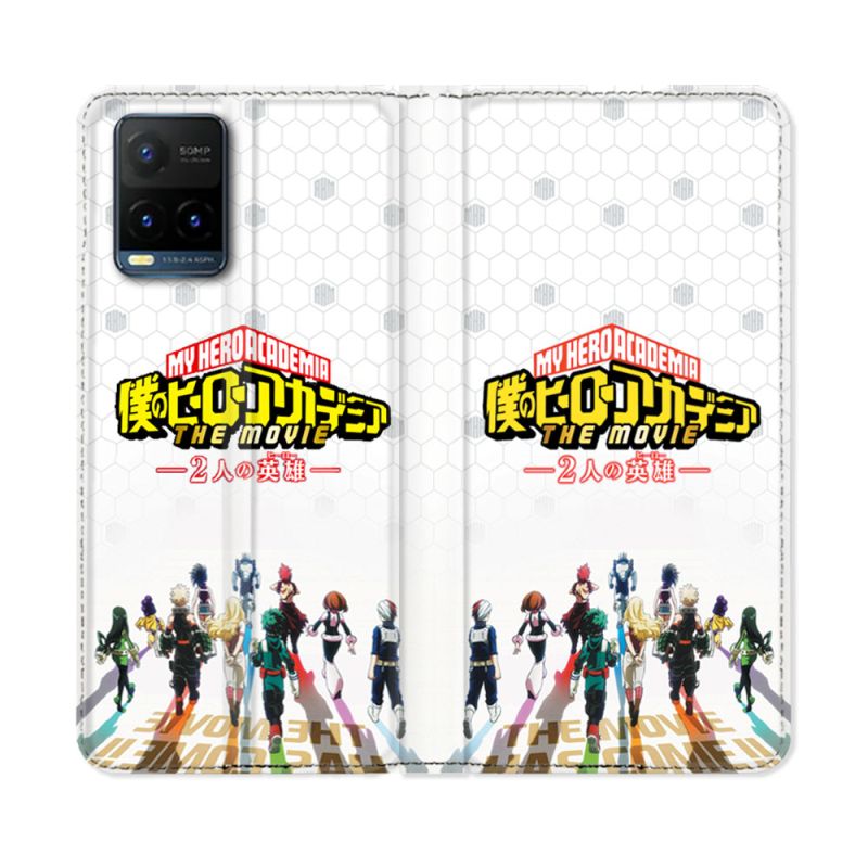 Housse cuir portefeuille Pour Vivo Y21 / Y21S / Y33S Manga My Hero Academia Blanc