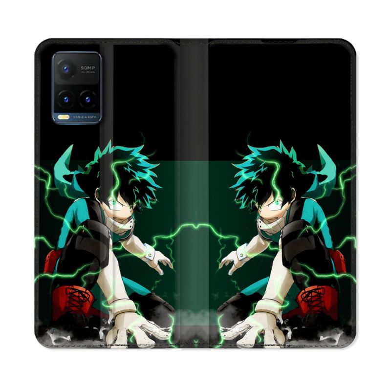 Housse cuir portefeuille Pour Vivo Y21 / Y21S / Y33S Manga My Hero Academia Deku