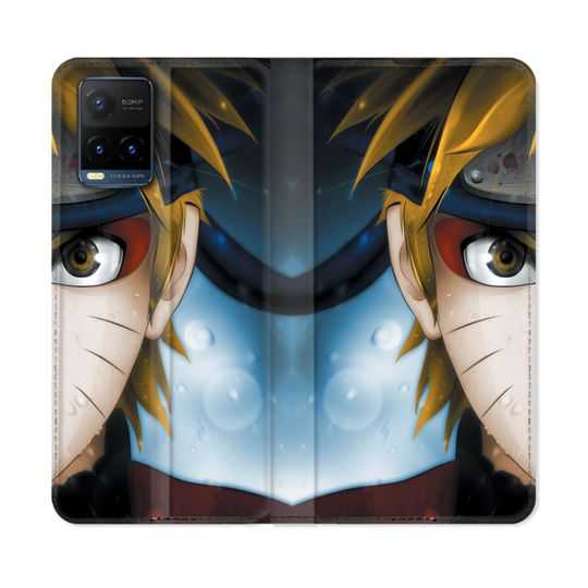 Housse cuir portefeuille Pour Vivo Y21 / Y21S / Y33S Manga Naruto Blanc