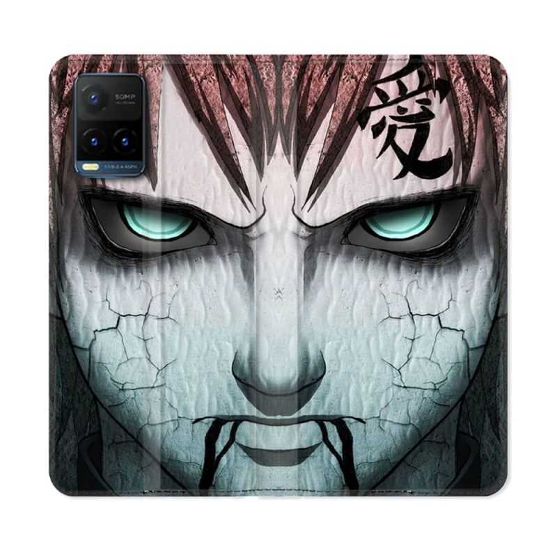Housse cuir portefeuille Pour Vivo Y21 / Y21S / Y33S Manga Naruto Gaara
