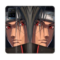 Housse cuir portefeuille Pour Vivo Y21 / Y21S / Y33S Manga Naruto Itachi Visage