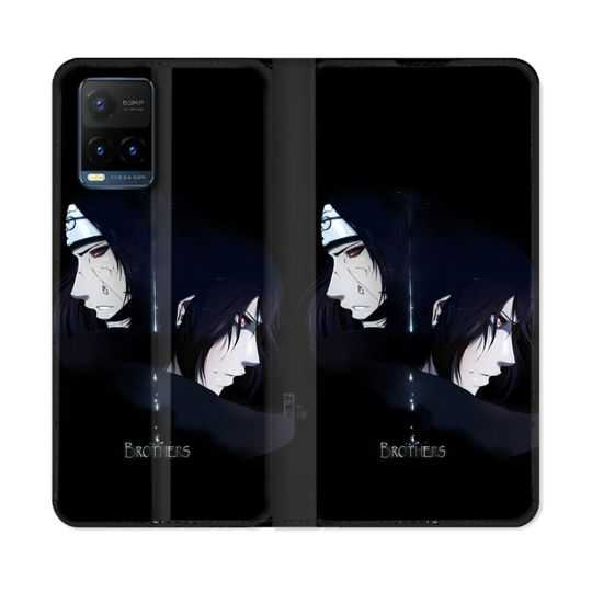 Housse cuir portefeuille Pour Vivo Y21 / Y21S / Y33S Manga Naruto Sasuke Itachi