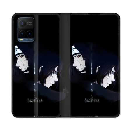 Housse cuir portefeuille Pour Vivo Y21 / Y21S / Y33S Manga Naruto Sasuke Itachi